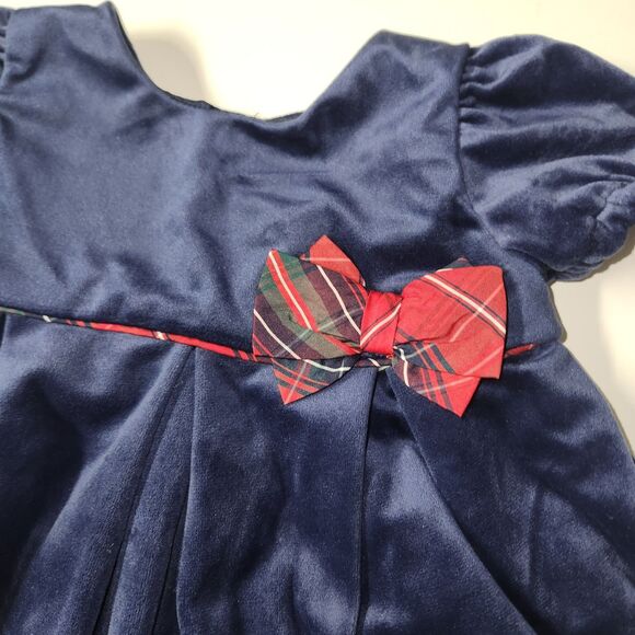 Max Studio Baby Girl's Christmas Dress Blue Velvet 12 Months - Picture 3 of 5